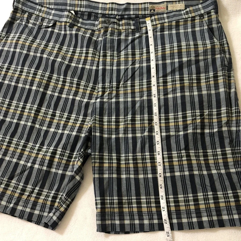Polo Ralph Lauren Shorts Mens 48 Blue Madras Plaid Chino Cotton 11 Inseam Big